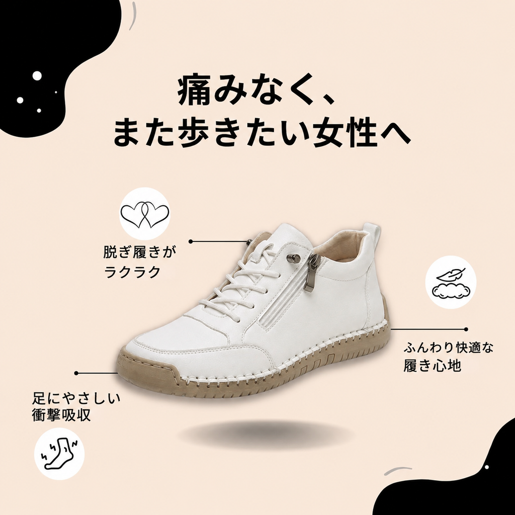 快適サポートスニーカー（サイドジッパー付き）